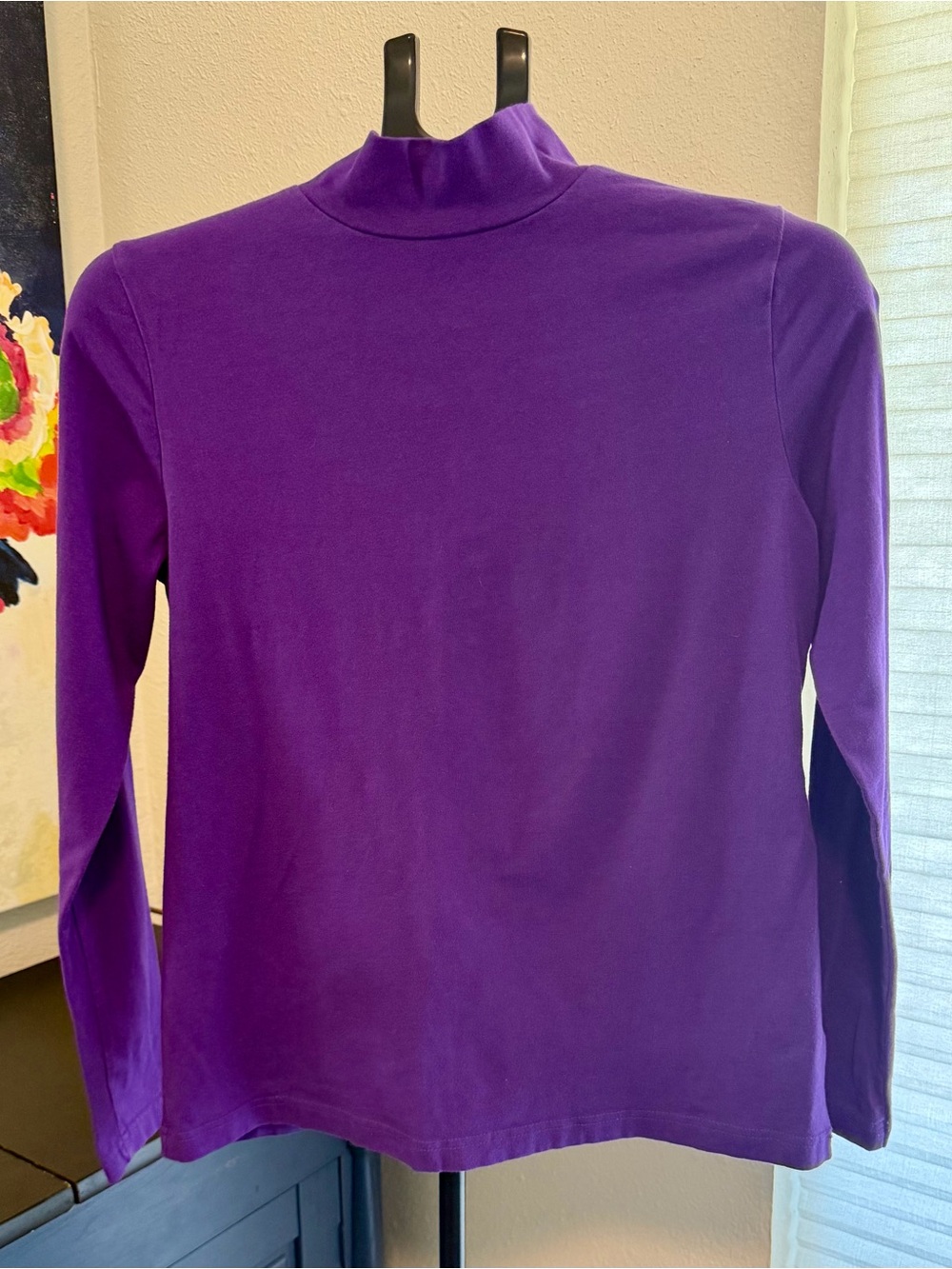 Croft & Barrow Purple Mock Neck Long Sleeve Top Medium 96% Cotton
